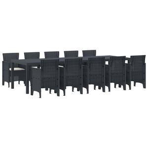 vidaXL Garden Dining Set with Cushion 11 pcs Anthracite and Cream