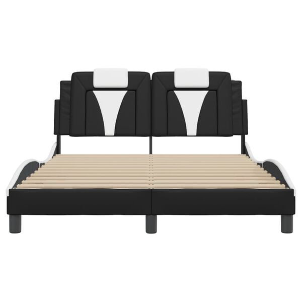 vidaXL Bed Frame "Viana" without Mattress Black and White 137x190 cm Double Faux Leather