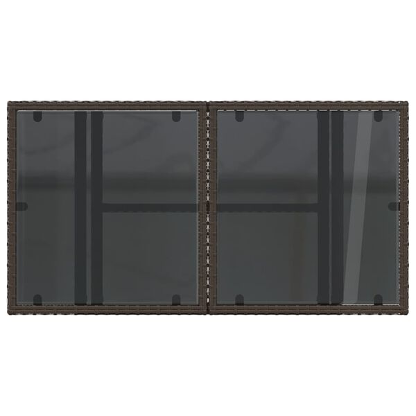 vidaXL Garden Table with Glass Top Brown 100x55x73 cm Poly Rattan
