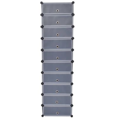 vidaXL Interlocking Shoe Organiser with 10 Compartments Black