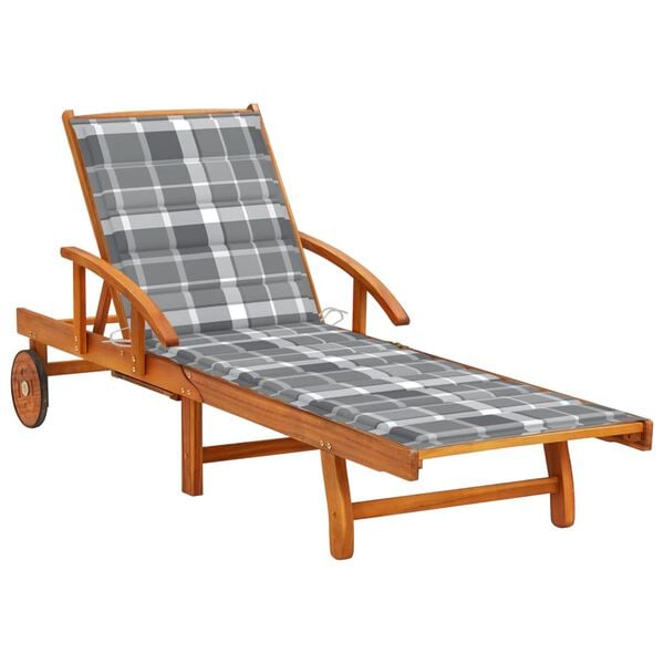 vidaXL Garden Sun Lounger with Cushion Solid Acacia Wood