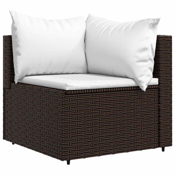 vidaXL 3 Piece Garden Lounge Set with Cushions Brown Poly Rattan