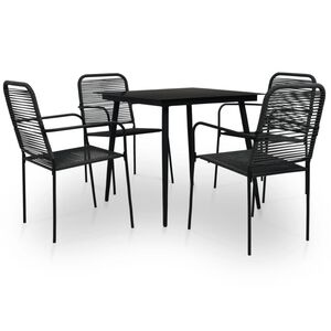 vidaXL 5 Piece Garden Dining Set Cotton Rope and Steel Black