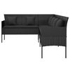 vidaXL L-shaped Garden Sofa with Cushions Black Poly Rattan
