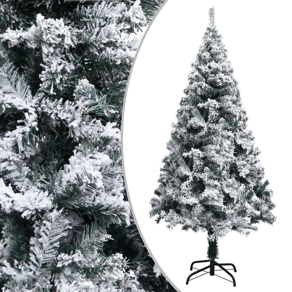 vidaXL Artificial Pre-lit Christmas Tree with Flocked Snow Green 240 cm