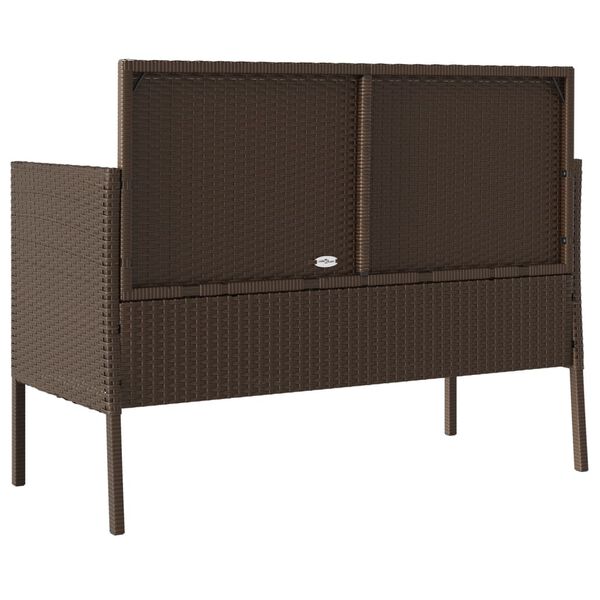 vidaXL Garden Bench with Cushions Brown Poly Rattan