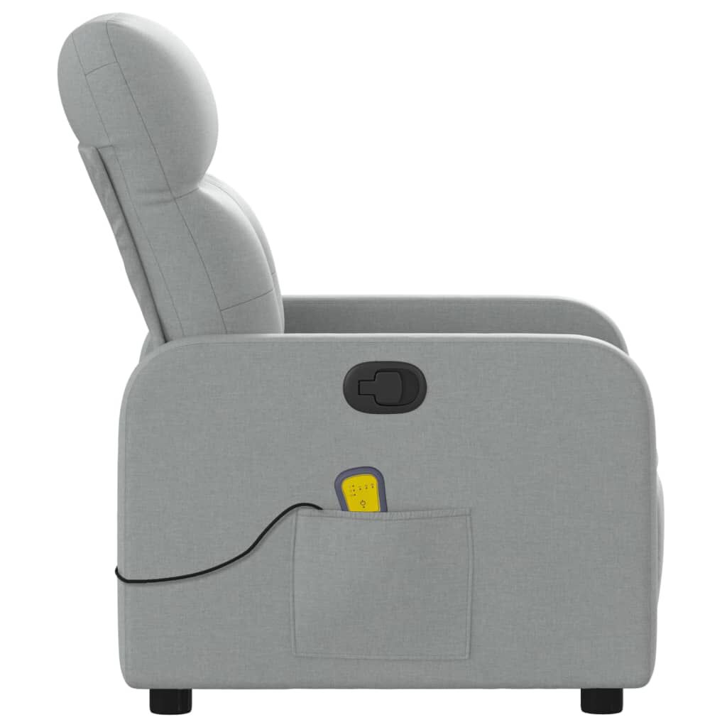 vidaXL Massage Recliner Chair Light Grey Fabric