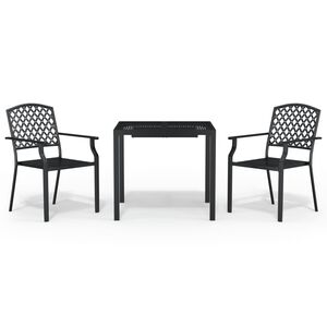 vidaXL 3 Piece Garden Dining Set Anthracite Steel