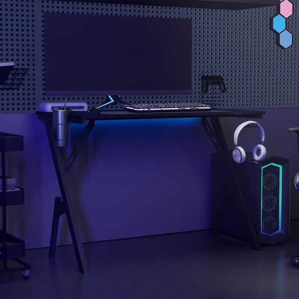 vidaXL Gaming Desk with Y Shape Legs Black 110x60x75 cm