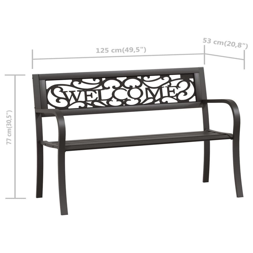 vidaXL Garden Bench 125 cm Steel Black