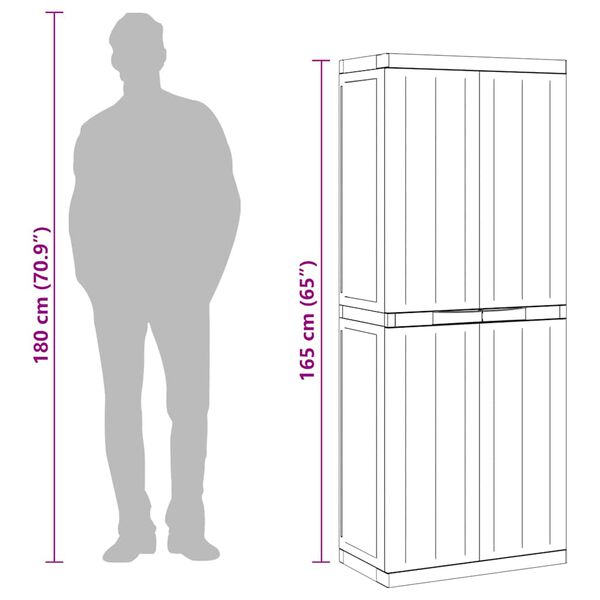 vidaXL Outdoor Storage Cabinet Grey and Black 65x37x165 cm PP