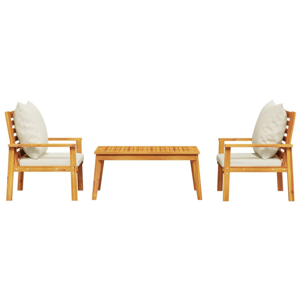 vidaXL 3 Piece Garden Lounge Set with Cushions Solid Wood Acacia