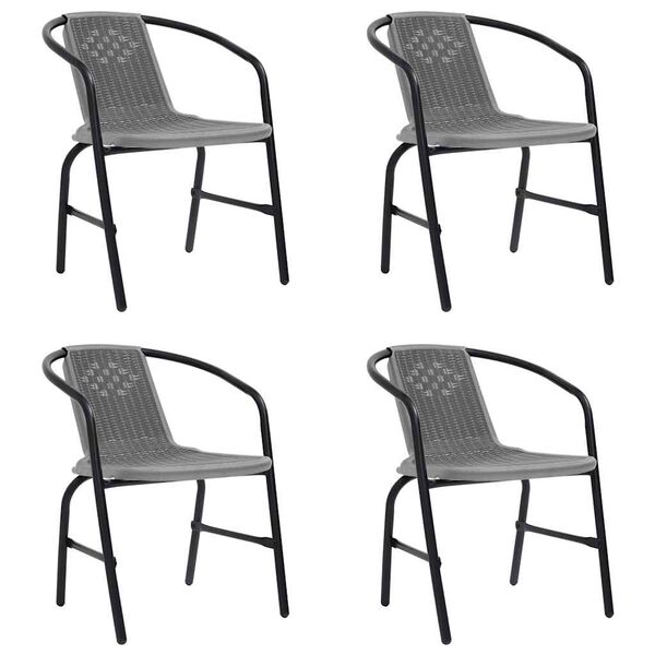 vidaXL Garden Chairs 4 pcs Plastic Rattan and Steel 110 kg
