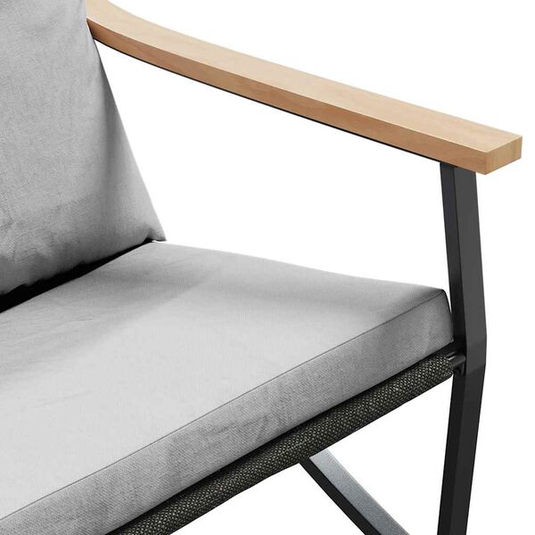 vidaXL Garden Bench with Cushions 120 cm Black Steel
