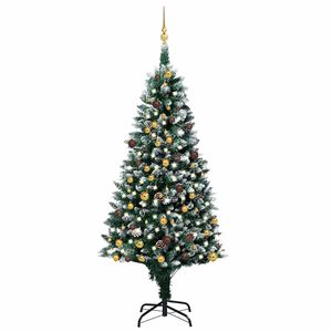 vidaXL Artificial Christmas Tree with LEDs&Ball Set&Pinecones 210 cm