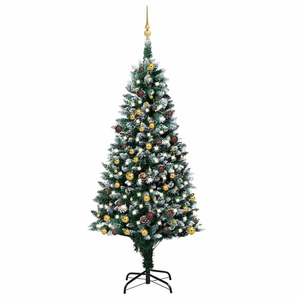 vidaXL Artificial Christmas Tree with LEDs&Ball Set&Pinecones 210 cm
