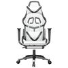 vidaXL Gaming Chair with Footrest White and Black Faux Leather