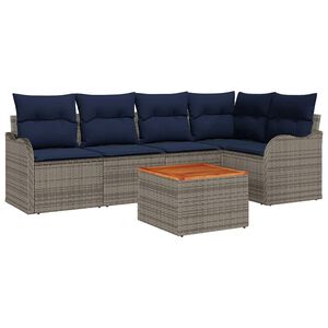 vidaXL Garden Sofa Set with Cushion 6 pcs Grey Poly Rattan
