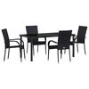 vidaXL Garden Dining Set 5 pcs Black Powder-Coated Steel