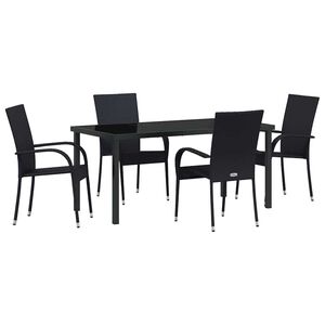 vidaXL Garden Dining Set 5 pcs Black Powder-Coated Steel