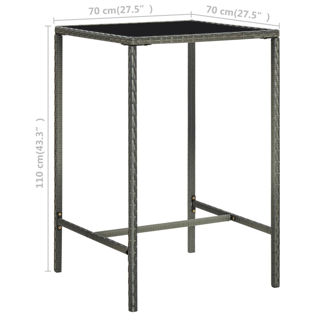 vidaXL 3 Piece Garden Bar Set with Cushions Poly Rattan Grey