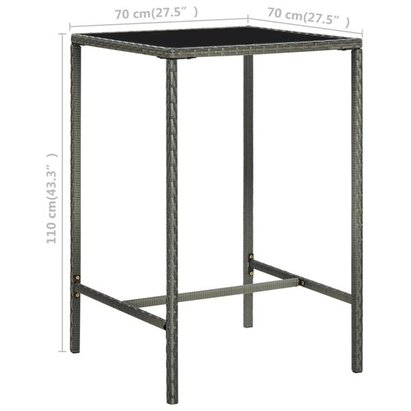 vidaXL 3 Piece Garden Bar Set with Cushions Poly Rattan Grey