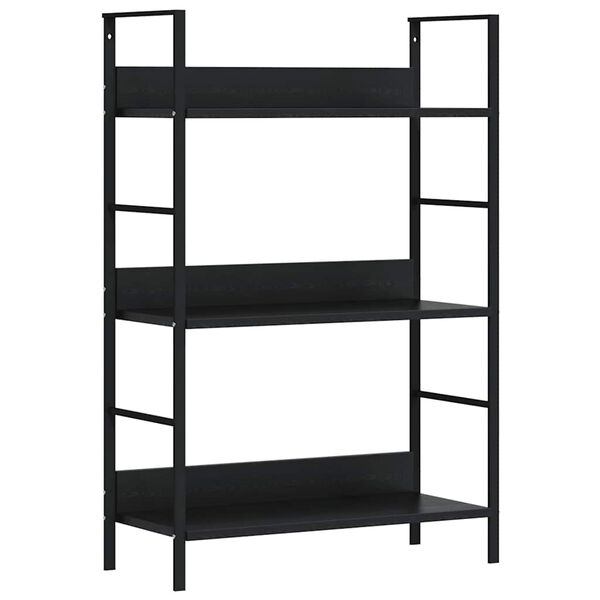 vidaXL 3-Layer Book Shelf Black 60x27.6x90.5 cm Engineered Wood