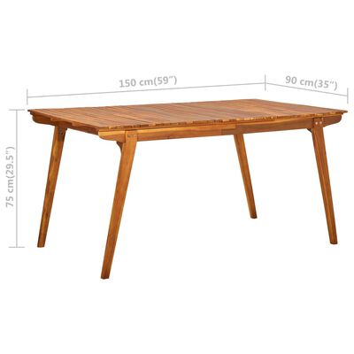 vidaXL Garden Table 150x90x75 cm Solid Acacia Wood