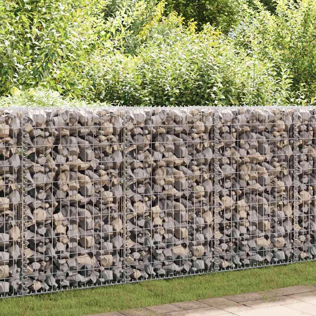 vidaXL Gabion Wall with Covers Galvanised Steel 150x60x100 cm