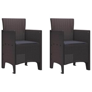 vidaXL Garden Chair 2 pcs Brown 53 x 49 x 85 cm PP
