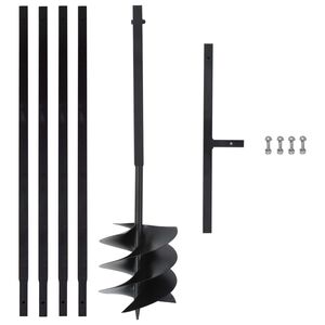 vidaXL Ground Drill with Handle 250 mm with Extension Tube 4 m Steel