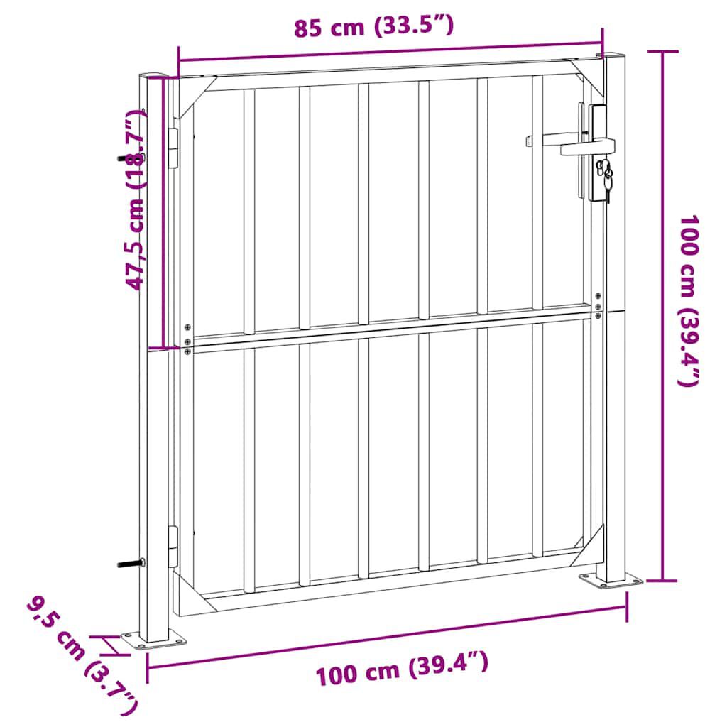 vidaXL Garden Gate 85x95 cm Stainless Steel