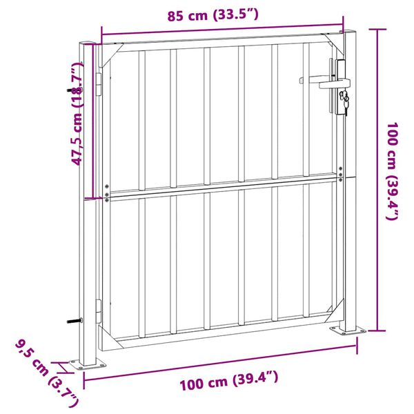 vidaXL Garden Gate 85x95 cm Stainless Steel
