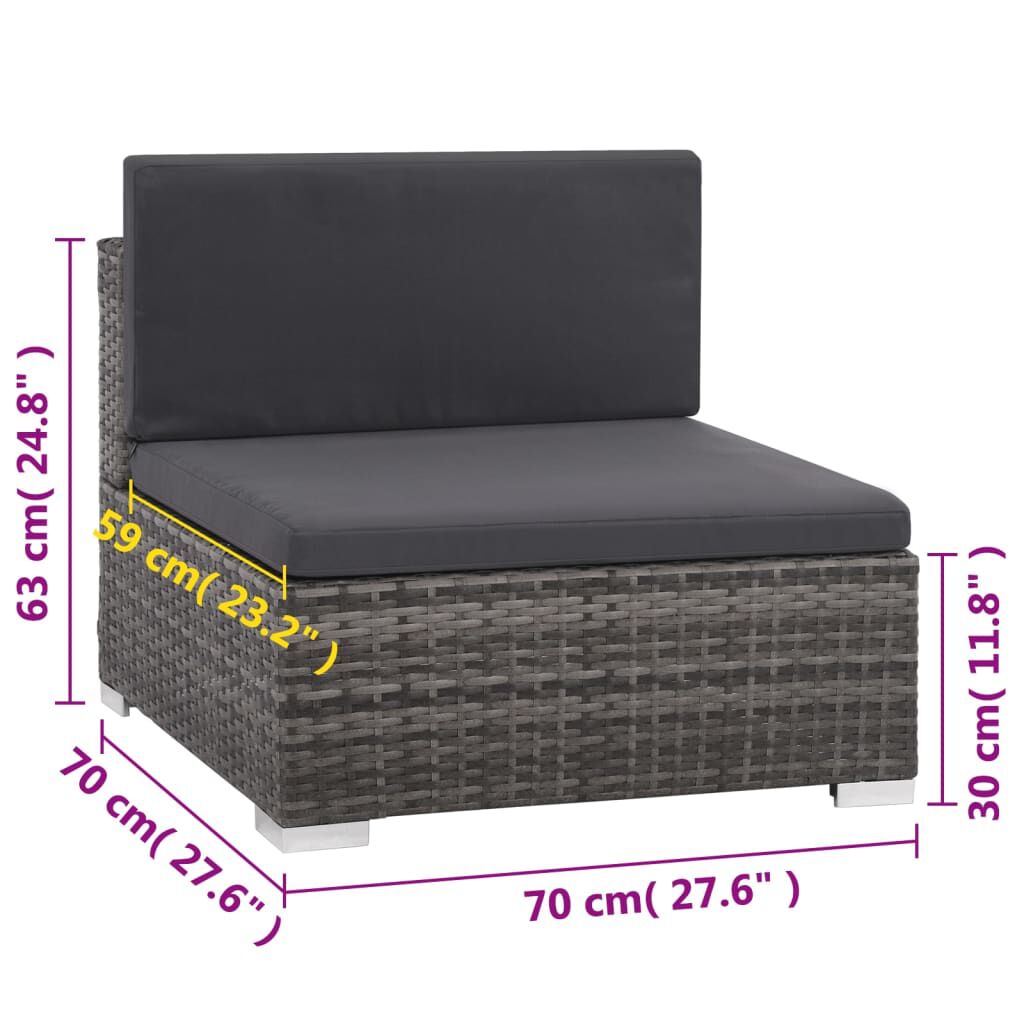 vidaXL 8 Piece Garden Lounge Set with Cushions Poly Rattan Grey