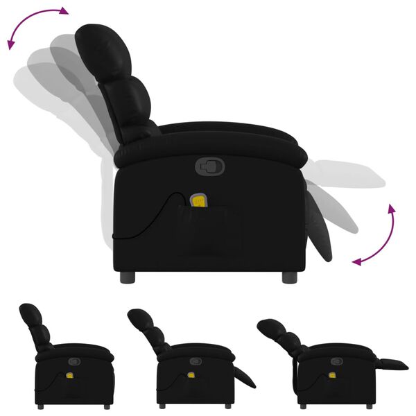 vidaXL Massage Recliner Chair Black Faux Leather