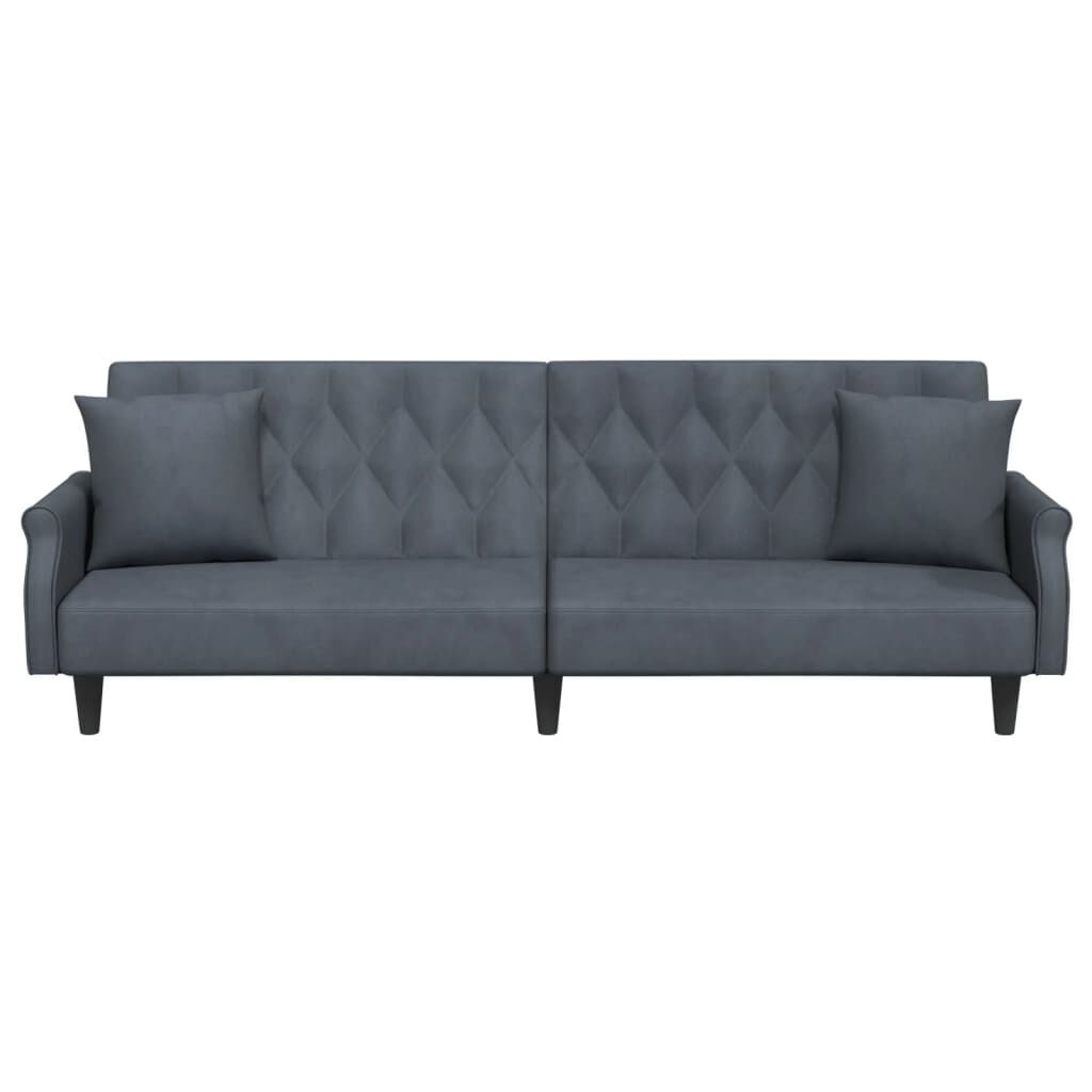 vidaXL Sofa Bed with Armrests Dark Grey Velvet