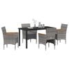 vidaXL Garden Dining Set with Cushion 5 pcs Grey Poly Rattan