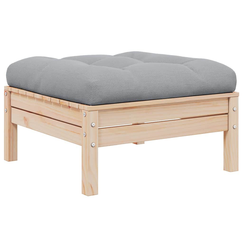 vidaXL 2-Seater Garden Sofa with Grey Cushions Solid Pinewood