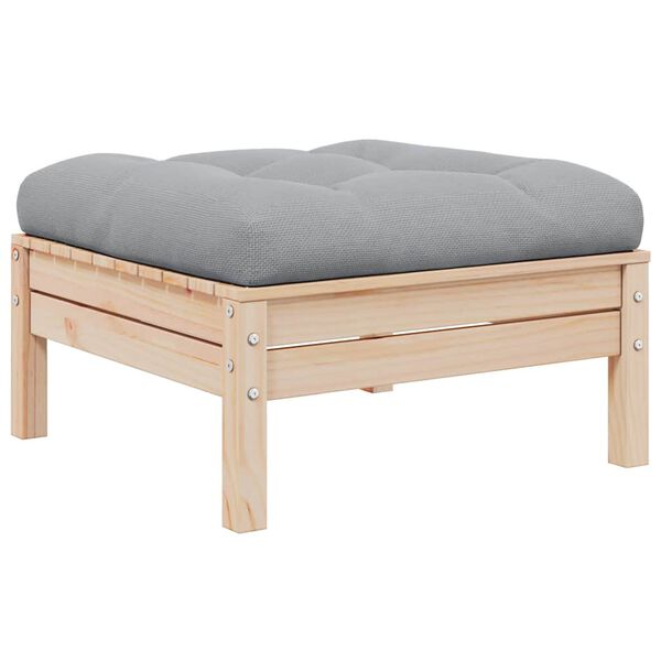 vidaXL 2-Seater Garden Sofa with Grey Cushions Solid Pinewood