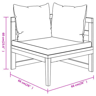 vidaXL 3 Piece Garden Lounge Set with Dark Grey Cushions Acacia Wood