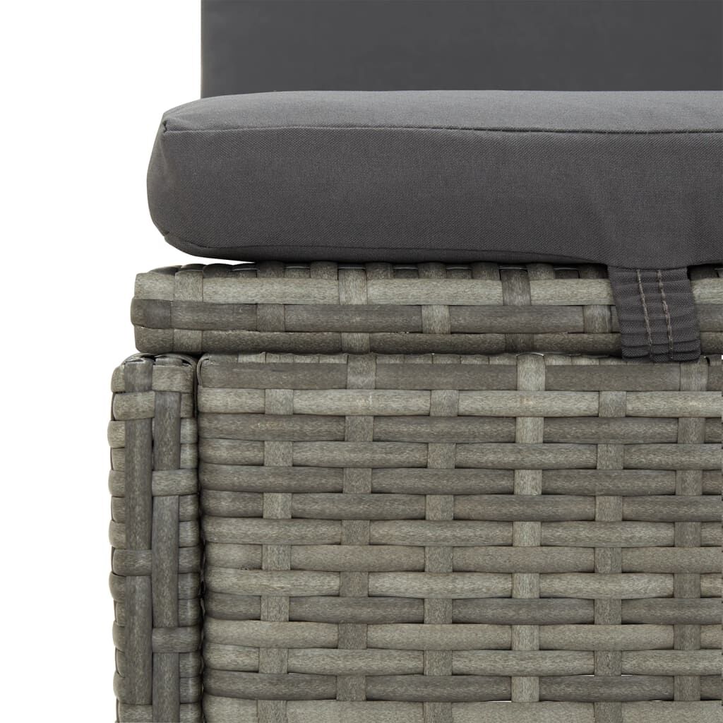 vidaXL Convertible Sun Bed with Cushions Poly Rattan Dark Grey