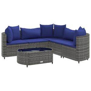 vidaXL 6 Piece Garden Sofa Set with Cushions Grey Poly Rattan