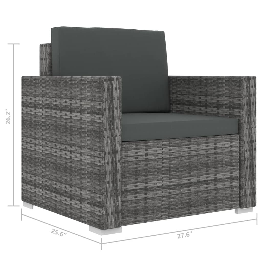 vidaXL 13 Piece Garden Lounge Set with Cushions Poly Rattan grey