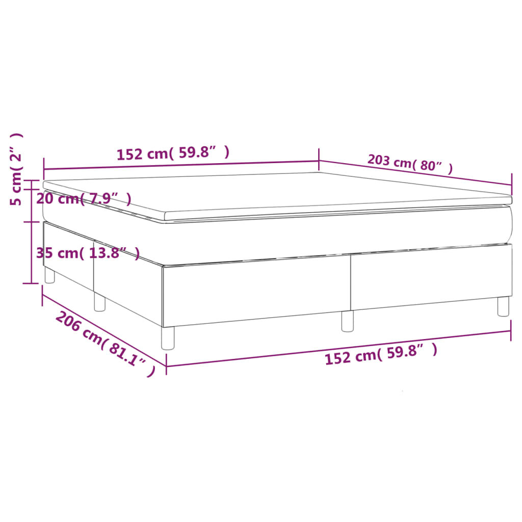 vidaXL Box Spring Bed with Mattress Dark Grey 153x203 cm Queen Size Fabric
