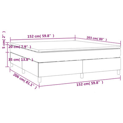 vidaXL Box Spring Bed with Mattress Dark Grey 153x203 cm Queen Size Fabric