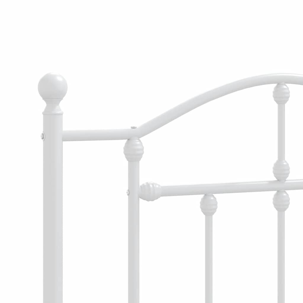 vidaXL Metal Bed Frame without Mattress with Headboard White 100x200cm