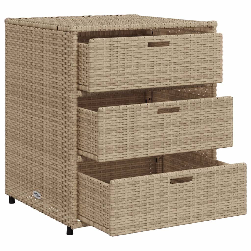 vidaXL Garden Storage Cabinet Beige 55x59x69 cm Poly Rattan