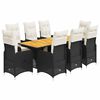 vidaXL 9 Piece Garden Bistro Set with Cushions Black Poly Rattan