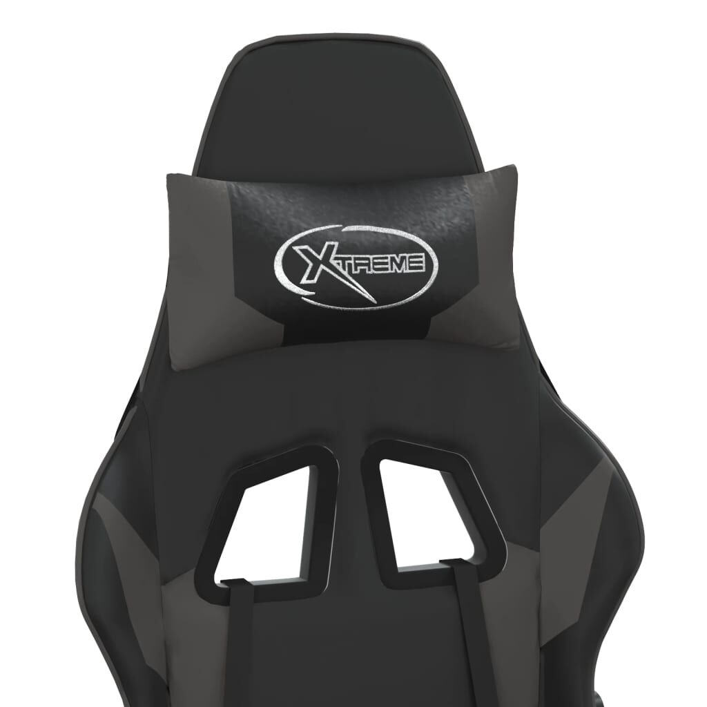 vidaXL Gaming Chair with Footrest Black and Grey Faux Leather