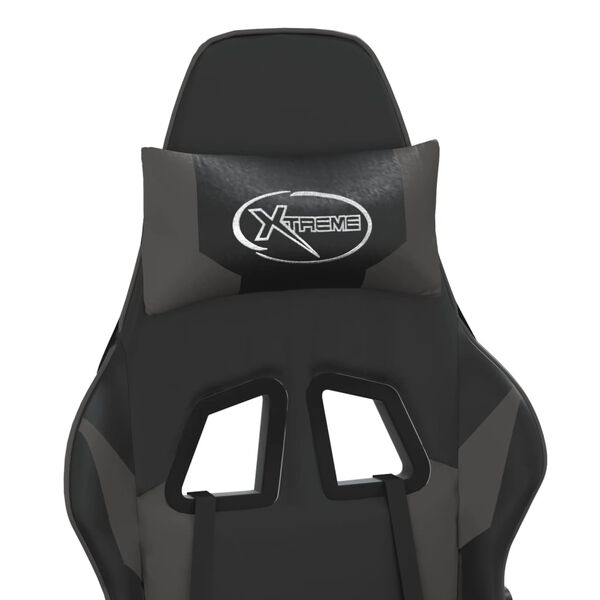 vidaXL Gaming Chair with Footrest Black and Grey Faux Leather
